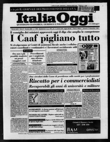 Italia oggi : quotidiano di economia finanza e politica